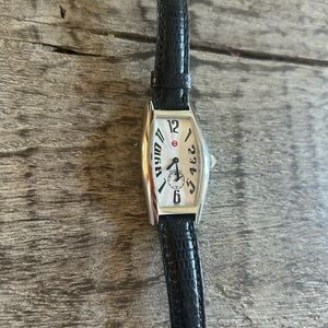 Michele Watch - Snake Leather Strap Watch with Silver Coquette Face.